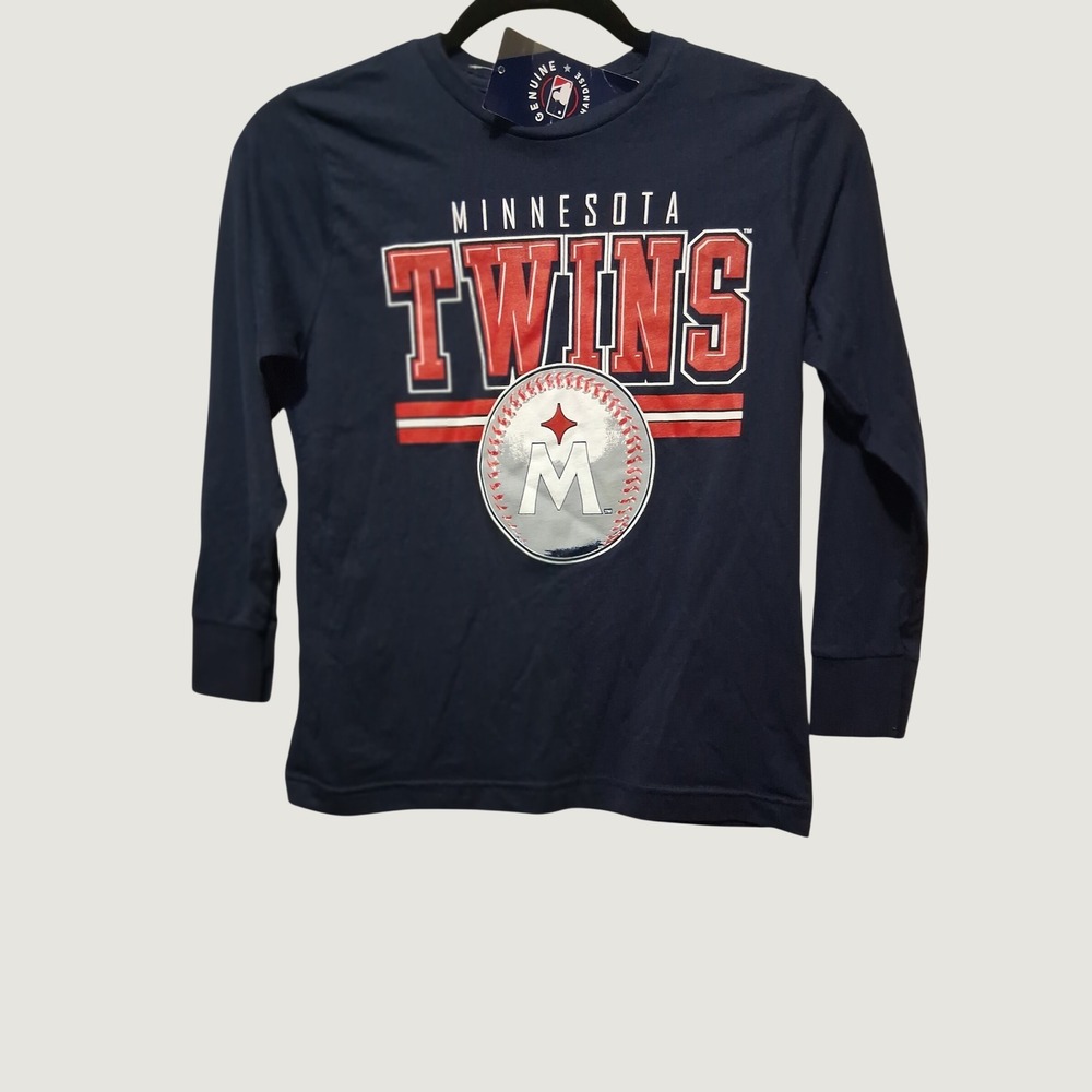Team Athletics MLB Minnesota Twins Kids Long Sleeve Graphic T-Shirt Navy Small 8